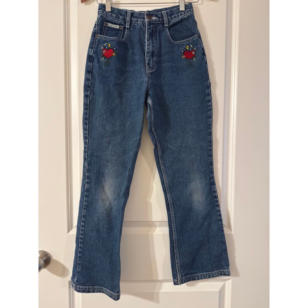 Vintage Route 66 High-Waisted Embroidered Heart Jeans 14 (Girls) or 25 (wmns)